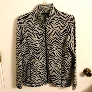 Onque Casuals Zebra Zip Up Cardigan Jacket Size Medium